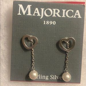 Majorica Pearl Heart Drop Earrings